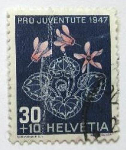 Poštovní známka Švýcarsko 1947 Cyclamen Mi# 491 Kat 10€