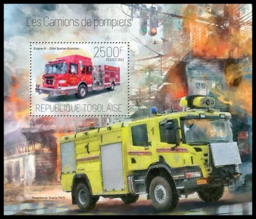 Poštovní známka Togo 2013 Hasièská auta Mi# Block 895 Kat 10€