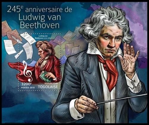 Potovn znmka Togo 2015 Ludwig van Beethoven Mi# Block 1199 Kat 13