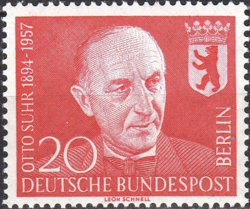 Poštovní známka Západní Berlín 1958 Profesor Otto Suhr, politik Mi# 181