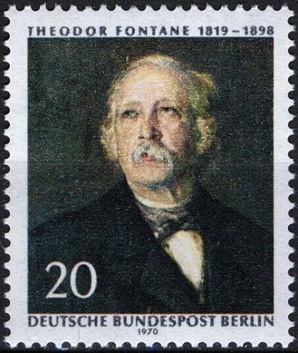 Poštovní známka Západní Berlín 1970 Theodor Fontane, básník Mi# 353