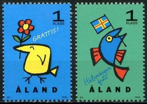 Poštovní známky Alandy 1996 Pozdravy Mi# 107-08