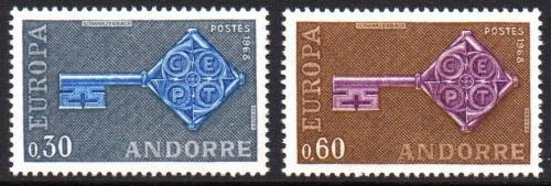 Poštovní známky Andorra Fr. 1968 Evropa CEPT Mi# 208-09 Kat 16€ 	