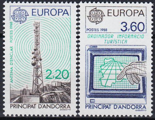 Poštovní známky Andorra Fr. 1988 Evropa CEPT, doprava a komunikace Mi# 390-91 Kat 8€