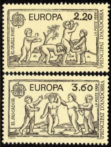 Poštovní známky Andorra Fr. 1989 Evropa CEPT, dìtské hry Mi# 399-400 Kat 7.50€