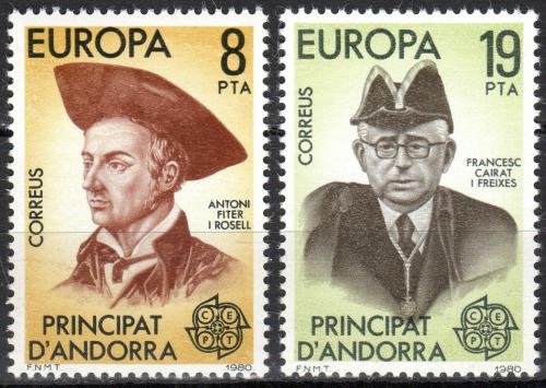 Poštovní známky Andorra Šp. 1980 Evropa CEPT, osobnosti Mi# 131-32