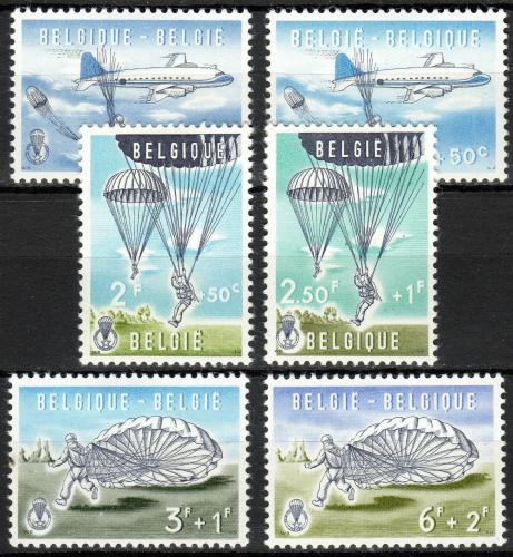 Poštovní známky Belgie 1960 Seskok padákem Mi# 1190-95 Kat 20€