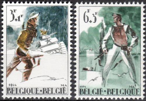 Poštovní známky Belgie 1964 Vojenské uniformy Mi# 1356-57