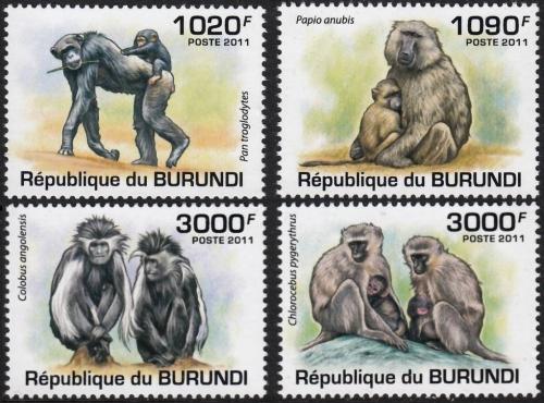 Potovn znmky Burundi 2011 Opice Mi# 2078-81 Kat 9.50 - zvtit obrzek