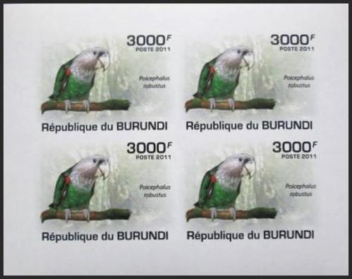 Potovn znmky Burundi 2011 Papouek kapsk neperf. Mi# 1976 B Bogen