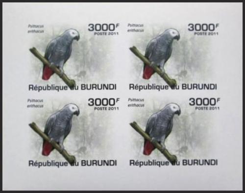 Potovn znmky Burundi 2011 Papouek ed neperf. Mi# 1977 B Bogen