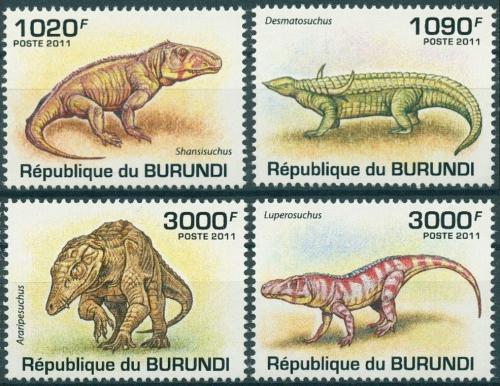 Potovn znmky Burundi 2011 Prehistorit krokodli Mi# 2070-73 Kat 9.50 - zvtit obrzek