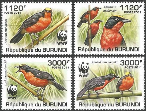 Poštovní známky Burundi 2011 �uhýkovec papyrusový, WWF Mi# 2126-29 b Kat 9.50€