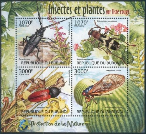 Poštovní známky Burundi 2012 Brouci Mi# 2535-38 Bogen Kat 10€