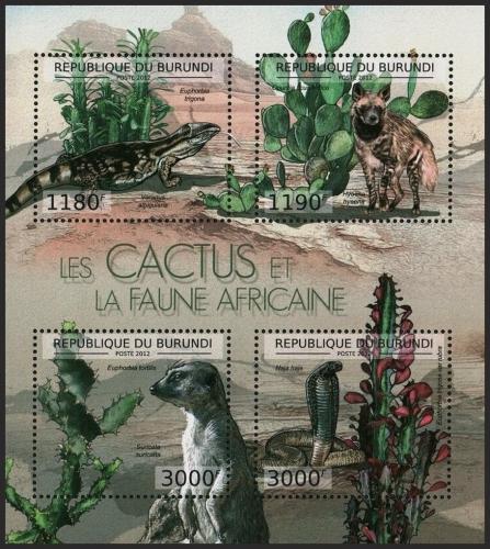 Potovn znmky Burundi 2012 Fauna a kaktusy Mi# Mi# 2748-51 Bogen Kat 10 - zvtit obrzek