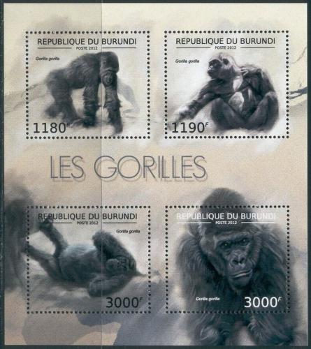 Poštovní známky Burundi 2012 Gorila západní Mi# 2848-51 Bogen Kat 10€