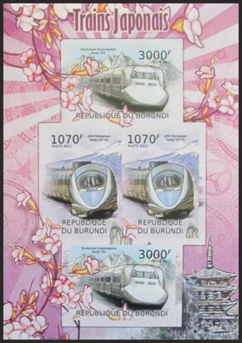 Potovn znmky Burundi 2012 Japonsk lokomotivy neperf. Mi# 2453,2455 B Bogen