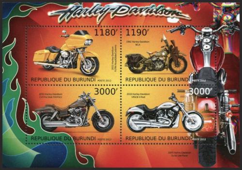 Potovn znmky Burundi 2012 Motocykly Harley Davidson Mi# 2928-31 Bogen Kat 10 - zvtit obrzek