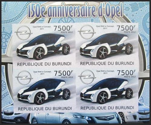 Potovn znmky Burundi 2012 Opel, 150. vro neperf. Mi# Block 215 B