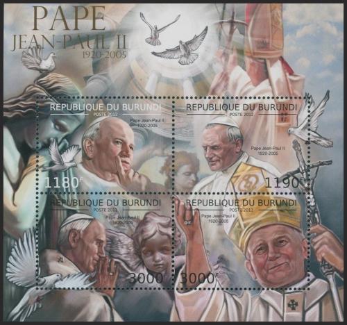 Potovn znmky Burundi 2012 Pape Jan Pavel II. Mi# 2690-93 Kat 10
