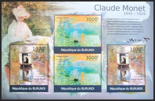 Potovn znmky Burundi 2012 Umn, Claude Monet DELUXE Mi# 2355,2357 Kat 10