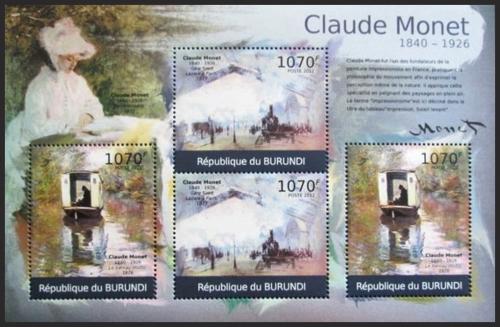Potovn znmky Burundi 2012 Umn, Claude Monet DELUXE Mi# 2355-56 Kat 10