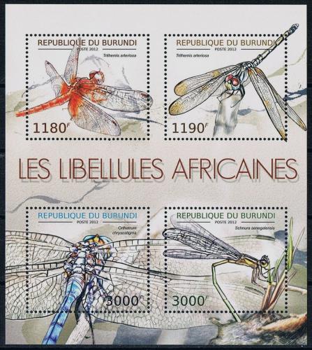 Poštovní známky Burundi 2012 Vážky Mi# 2773-76 Bogen Kat 10€