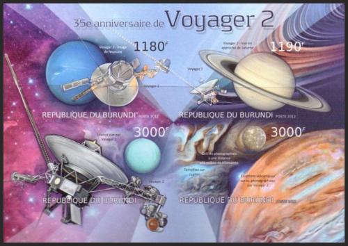 Potovn znmky Burundi 2012 Voyager 2, 35. vro neperf. Mi# 2978-81 B Bogen