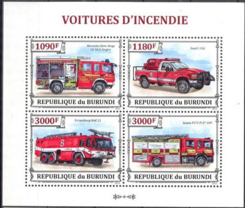 Poštovní známky Burundi 2013 Hasièská auta Mi# 3298-3301 Bogen Kat 10€