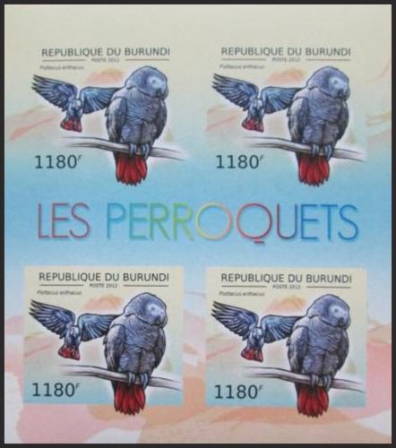 Potovn znmky Burundi 2012 Papouek ed neperf. Mi# 2813 B Bogen