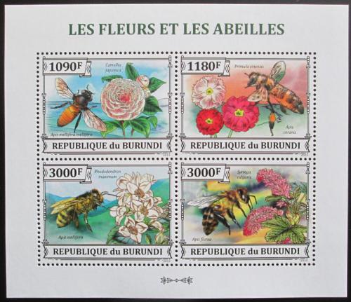 Poštovní známky Burundi 2013 Vèely a kvìtiny neperf. Mi# 3288-91 B Bogen