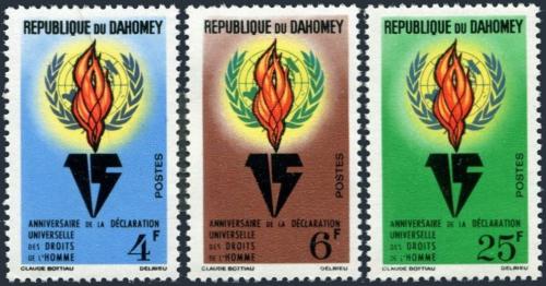 Potovn znmky Dahomey 1963 Deklarace lidskch prv, 15. vro Mi# 229-31