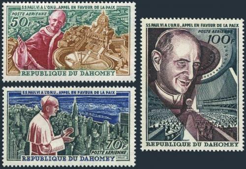 Potovn znmky Dahomey 1966 Pape Pavel VI. Mi# 282-84