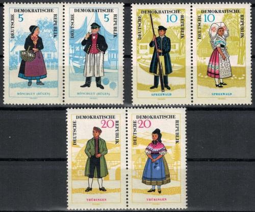 Poštovní známky DDR 1964 Lidové kroje TOP SET Mi# 1074-79 Kat 60€