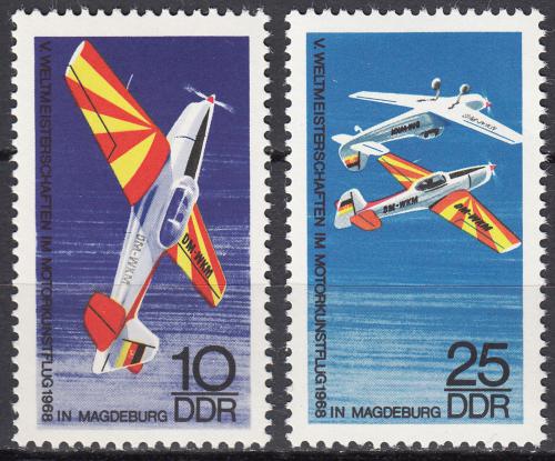 Poštovní známky DDR 1968 MS v letecké akrobacii Mi# 1391-92
