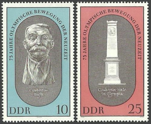 Poštovní známky DDR 1969 Olympijské hnutí, 75. výroèí Mi# 1489-90