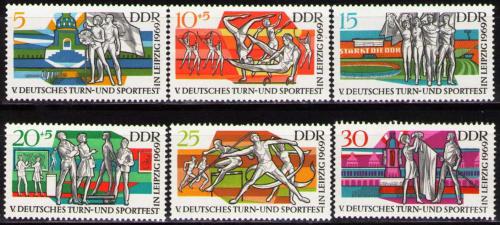 Poštovní známky DDR 1969 Sportovní festival Mi# 1483-88