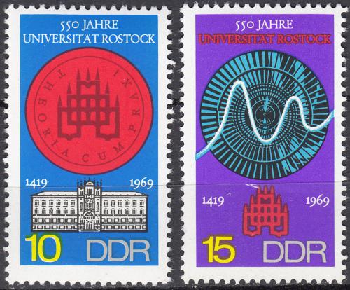 Poštovní známky DDR 1969 Univerzita v Rostocku Mi# 1519-20