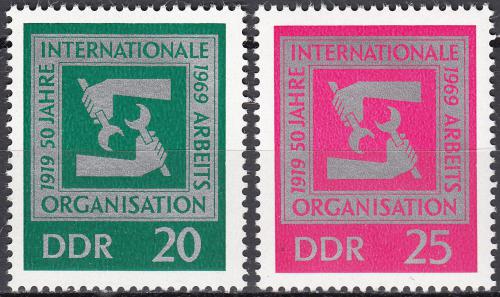 Poštovní známky DDR 1969 Výroèí ILO Mi# 1517-18