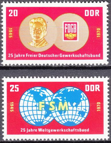 Poštovní známky DDR 1970 Výroèí odborù Mi# 1577-78