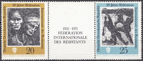 Poštovní známky DDR 1971 Mezinárodní federace úèastníkù odboje Mi# 1680-81