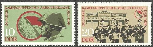 Poštovní známky DDR 1973 Lidové milice, 20. výroèí Mi# 1874-75