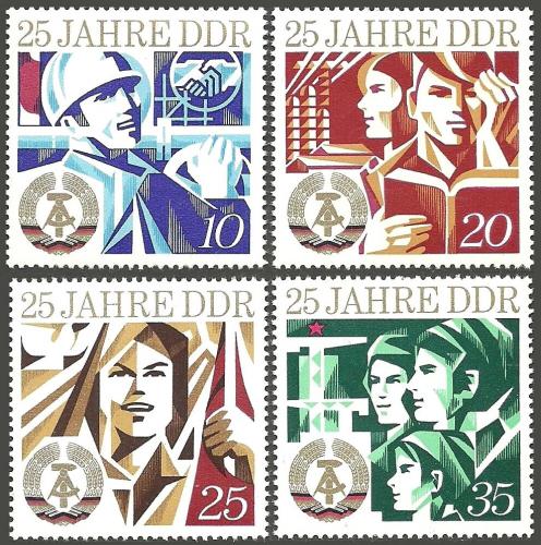 Poštovní známky DDR 1974 Vznik republiky, 25. výroèí Mi# 1949-52