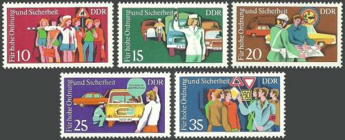 Poštovní známky DDR 1975 Dopravní policie Mi# 2078-82
