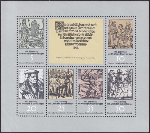 Poštovní známky DDR 1975 Sedlácká válka, 450. výroèí Mi# 2013-18 Kat 5.50€
