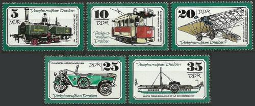 Poštovní známky DDR 1977 Dopravní muzeum v Drážïanech Mi# 2254-58