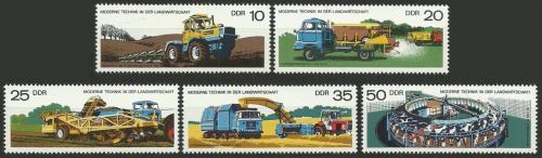 Poštovní známky DDR 1977 Moderní technika v zemìdìlství Mi# 2236-40