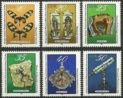 Poštovní známky DDR 1978 Exponáty Vìdeckého muzea v Drážïanech Mi# 2370-75
