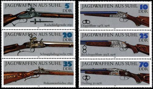 Poštovní známky DDR 1978 Lovecké zbranì Mi# 2376-81