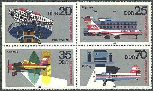 Poštovní známky DDR 1980 Interflug, 25. výroèí Mi# 2516-19